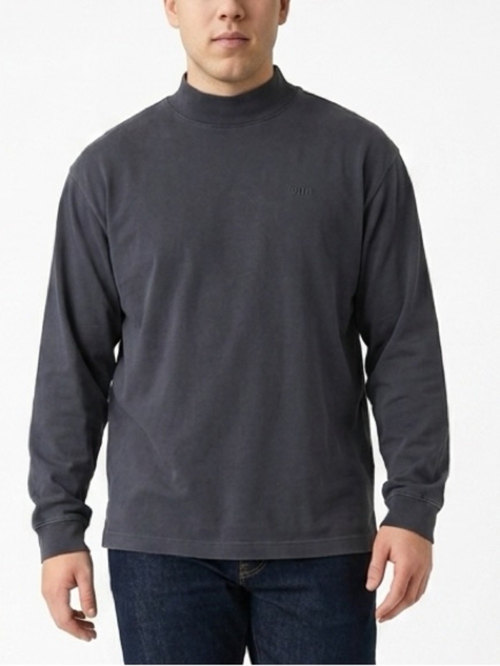 IZOD Men's XL Blue Long Sleeve Mock Neck T-Shirt Solid Classic Design